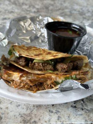 Pork & Carne Asada Taco with Birriaquesa