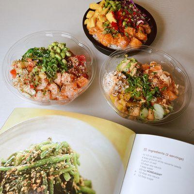 Poke city special, Hawaiian Classic with Shoyu Salmon, Spicy Salmon