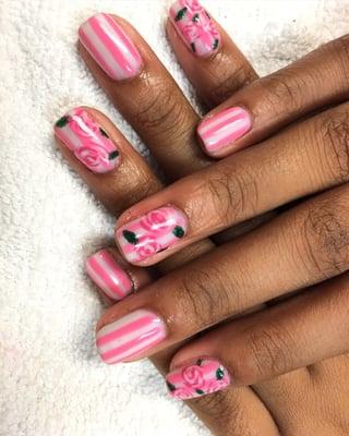 Rose wallpaper nails