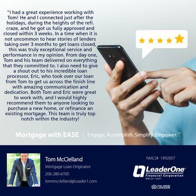 We are so proud of this review! 

#refinance #cashoutrefinance #debtconsolidation #interestrates
#leaderone #mortgage #homeloans
#credit