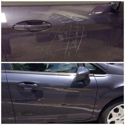 Deep car scratches. Before and After. Naugatuck CT