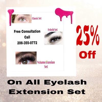 Mention this add and receive your 25% off on your next set of eyelash extensions.