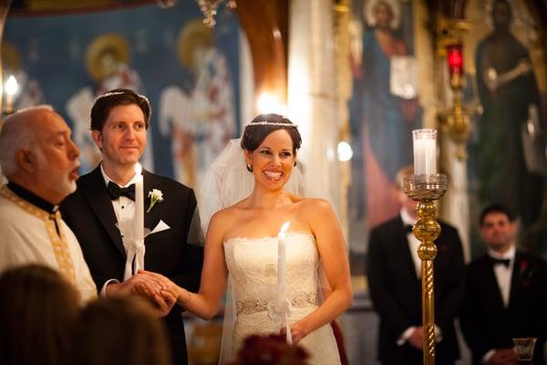 Greek wedding ceremony photographed with no flash.