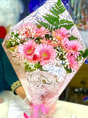 All pink gerber daisy bouquet