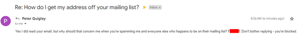 The CEO of Kelly told me to "f off" when I asked how to get them to stop sending junk mail to my house to someone who does exist.