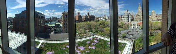 The amazing view from the windows of the staircases on the ninth floor of the NYU Kimmel Center.