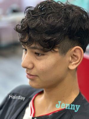 Men's haircut and soft perm