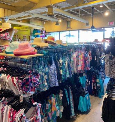 Loads of tankini tops. You pick the bottoms. Buy a matching sun hat!  Protect your skin and be that glamorous girl.