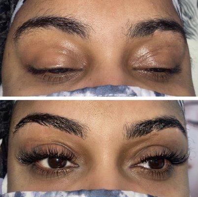 Eyebrow threading + mink lashes