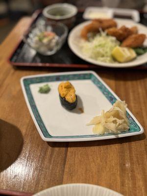 Santa Barbara uni nigiri (only half though... I ate one before I remembered to take the photo)