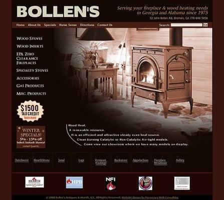 Ecommerce Web Design - Bollen's Hearth Shop