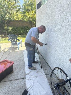 Bill & his colleague turned our un-openable sliding glass doors into open-with-your-pinky-finger wonders.