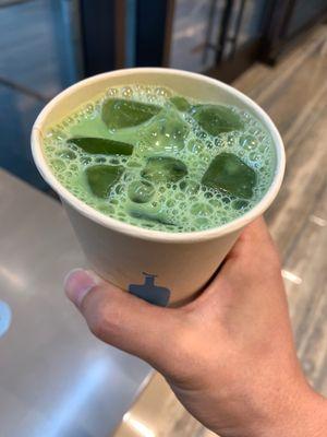 Matcha latte with an extra shot of espresso