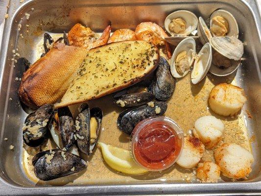 Steamed scallops, mussels, clams, shrimp