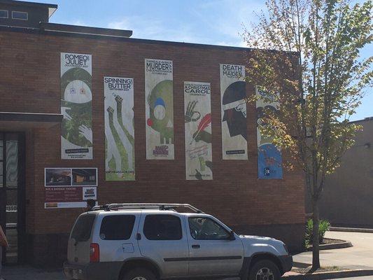 Banners installed on the exterior of a building in Hillsboro.