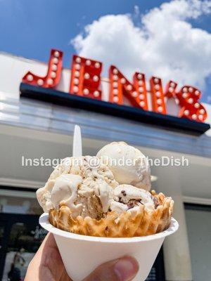 Bombastix Sundae Cone, Salted Peanut Butter w Chocolate Flecks, Gooey Butter Cake in a Waffle Bowl