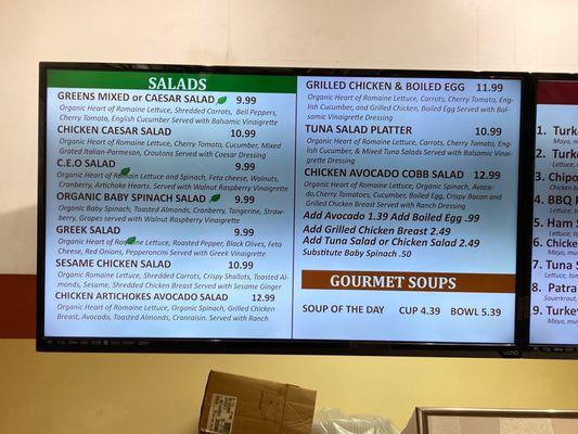 Salad menu and soups