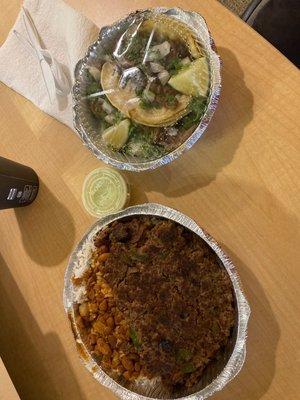 Chopped Steak Plate and Beef Tacos