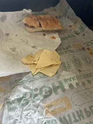 This is off a six inch . I didnt ask for cheese with a side of subway