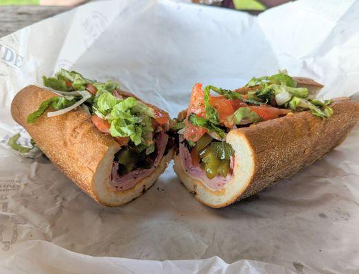 Large 10"  Old World Italian Hoagie with scooped bread, hot and sweet peppers