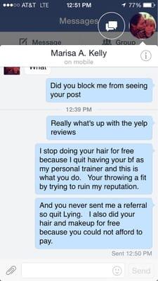 In response to Marisa Kelly's yelp review.    Watch out for her lies!