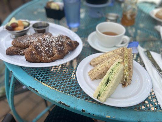 Finger sandwiches and croissant French toast!