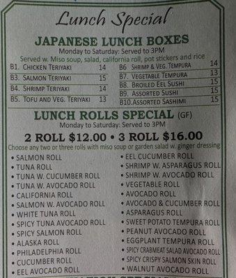 Great sushi lunch specials