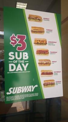 Current deals at this Subway May 2016