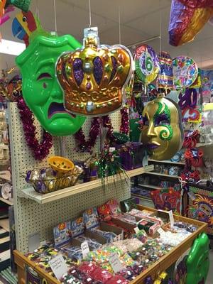 Mardi Gras decorations.