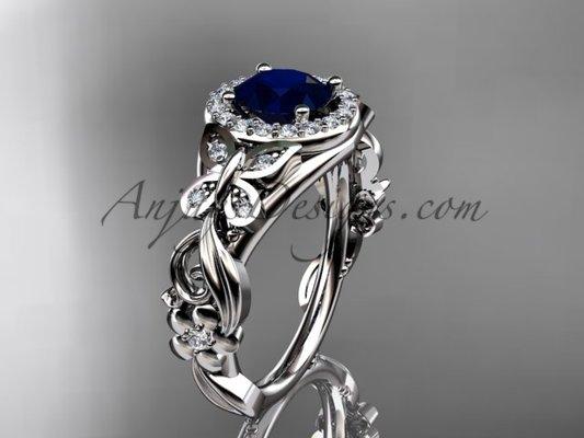 Blue sapphire Bow engagement rings - Buy unique rings online at anjaysdesigns.com