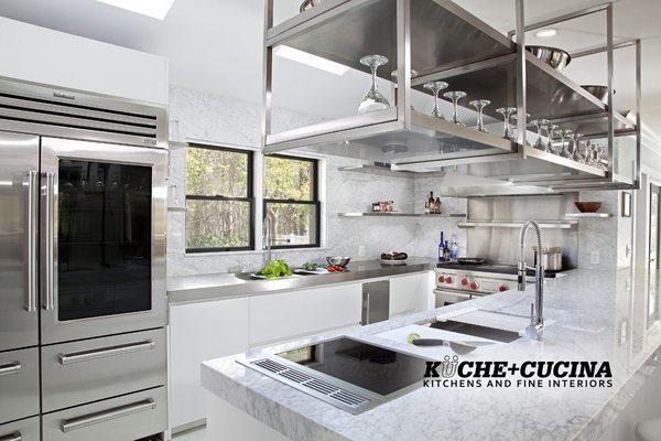 A real chef's kitchen. Pedini cabinets, Sub Zero Pro. fridge, Wolf range and ovens and a Galley sink.