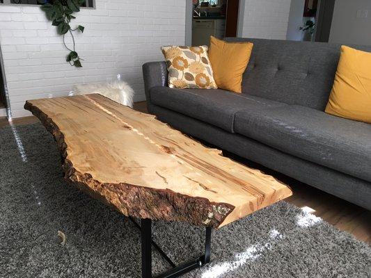 Live edge ambrosia maple coffee table