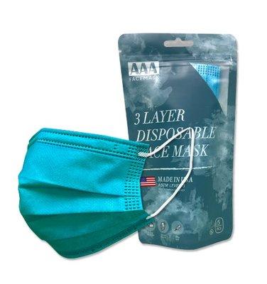 Ocean Blue Made in USA 3-Layer Disposable Face Mask