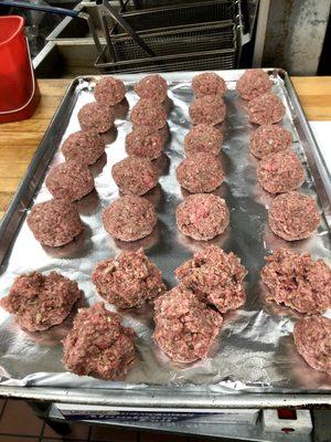 Rolling Tony's famous meatballs! Great in a sub or on a pizza!