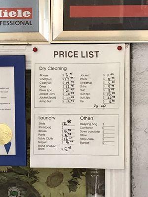 Price list