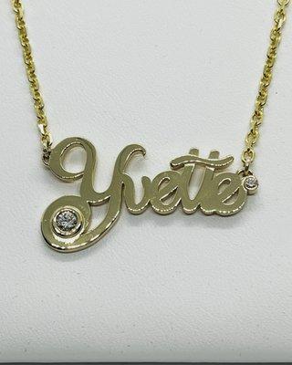 14kt Gold and diamond name necklace