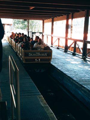 This tame Mine Train coaster features some old school restraints and is perfect for younger thrill-seekers and families.