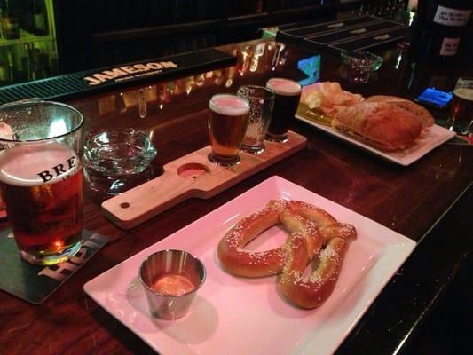 Soft pretzel and beer sampler. Awesome.