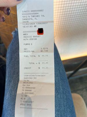 The receipt however we were changed $175.00 beware!!