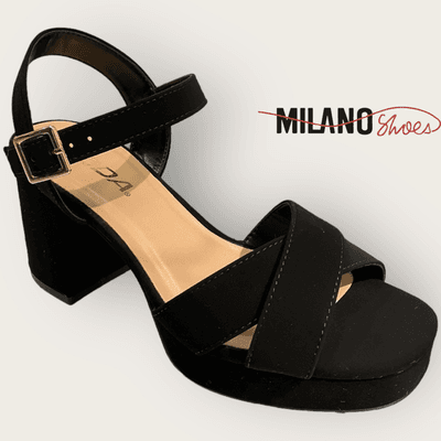 Strut in style with these chic black crisscross heels, featuring a classy 3-inch heel. Perfect for any occasion!  #MilanoStyle