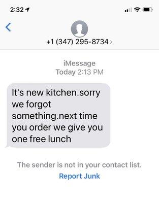 Proof they agree to send me a free lunch next time and now they are saying no