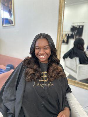 Weave with leave out + balayage on bundles