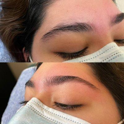 waxing before and after done by liz 
eyebrow waxing starting at $10 

we use hard was and soft wax call to book your next appointment