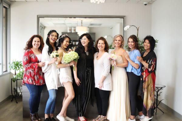 Bridal photoshoot models and artists with Calming Waters owner Sabrina