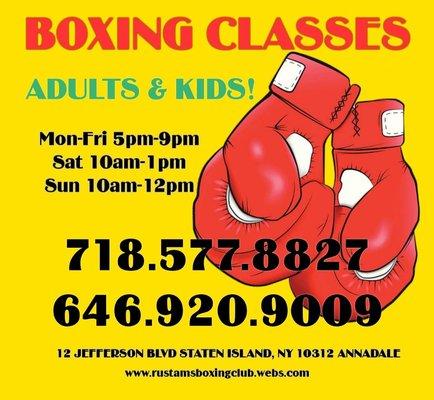 Boxing Lessons for Adutls & Kids ages 9+