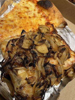 Regular Slice in back & a delicious Caramelized Onion & Mushroom slice 1-19-2024