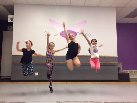 Jumping for joy in jazz class