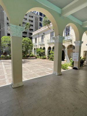 View of the courtyard and Cafe Julia off to the right