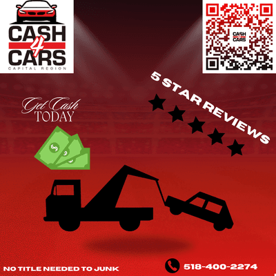 Give us a call for a free quote. We offer 5 star service and cash on the spot. 
also check us out link in bio.

#CashforCarsSchenectady