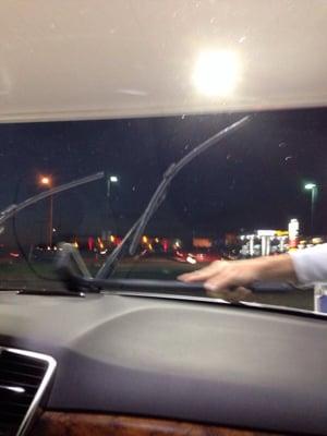 They always have squeegee and solution too clean your windshield!